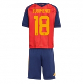 Billige Spanien Martin Zubimendi #18 Hjemmebanetrøje Børn VM 2026 Kort ærmer (+ bukser)
