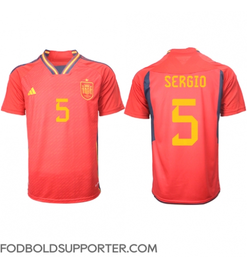 Billige Spanien Sergio Busquets #5 Hjemmebanetrøje VM 2022 Kort ærmer