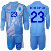 Billige Spanien Unai Simon #23 Målmand Hjemmebanetrøje Børn EM 2024 Lange ærmer (+ bukser)
