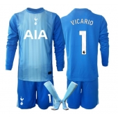 Billige Tottenham Hotspur Guglielmo Vicario #1 Målmand Udebanetrøje Børn 2025-26 Lange ærmer (+ bukser)
