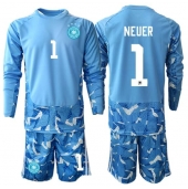 Billige Tyskland Manuel Neuer #1 Målmand Udebanetrøje Børn VM 2026 Lange ærmer (+ bukser)